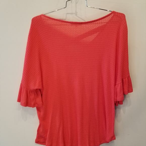 Perfect Peach Orange Oversized Cool Lightweight Tunic Top Bell Sleeves Size L - Picture 3 of 11